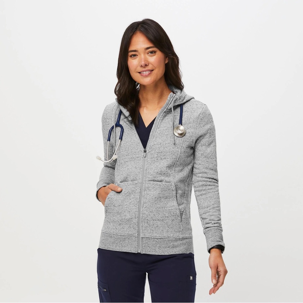 Figs On-Shift Full Zip Hoodie - M / Heather Grey